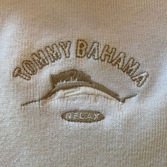 White Tommy Bahama premium Quarter Zip Sweatshirt - Picture 2 of 6